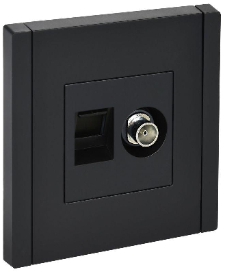 Розетка 2-м TV+RJ45 кат.5E FORTE&PIANO FP136 черн. IEK FP-AK20-1-K02