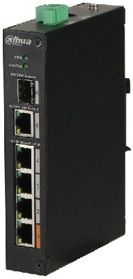 Коммутатор DH-PFS3106-4ET-60 4х100Мбит 1G 1SFP 3PoE+ 60Вт неуправляемый Dahua 1365854