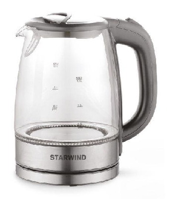 Чайник 1.7л. 2200Вт (стекло) сер./серебр. SKG2315 STARWIND 1204664
