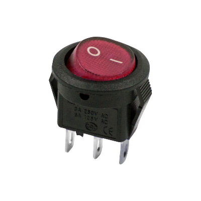 Выключатель клавишный круглый 250В 3А (2с) ON-OFF Micro RWB-105 SC-214 красн. Rexant 36-2511